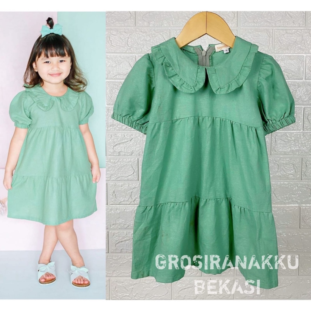 Đầm Trẻ Em Vải Lanh Tosca Màu Salsabila Size 1-5 Tuổi