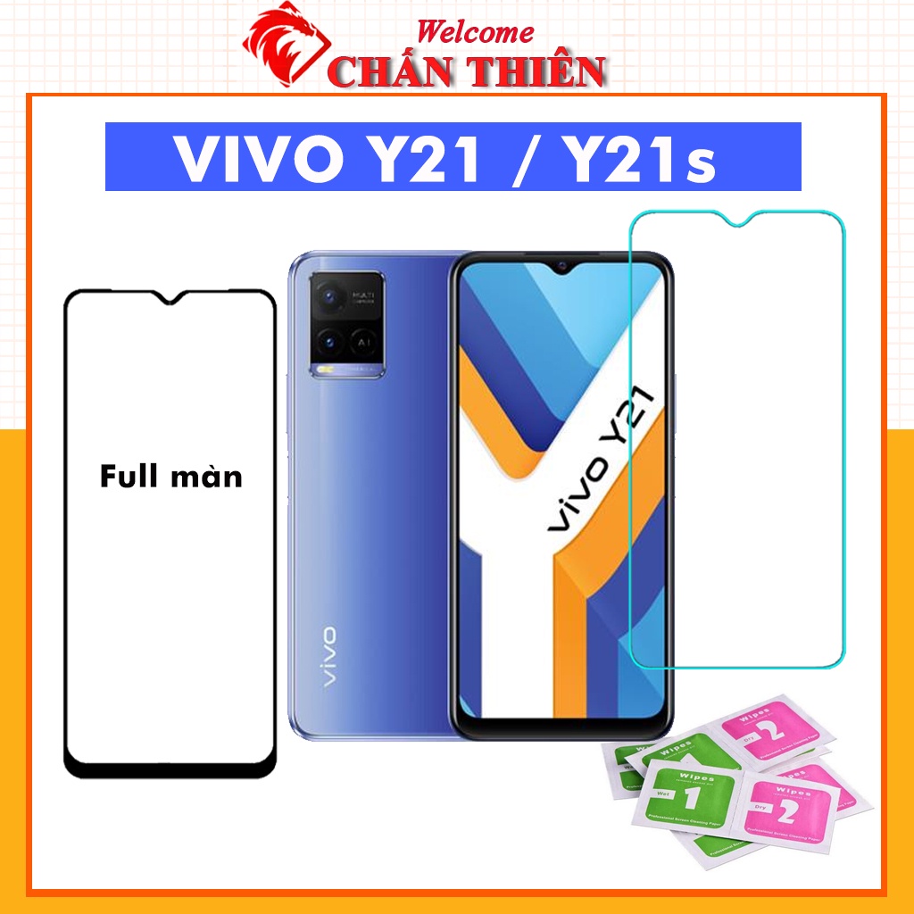 Kính cường lực vivo Y21 Y21s full màn 9D trong suốt tặng kèm khăn lau màn hình [FM]