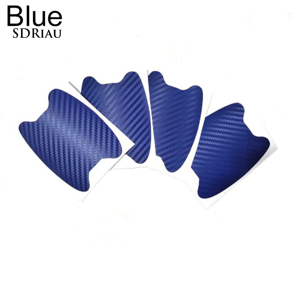 Set 4 hình dán tay nắm cửa xe hơi bảo vệ chống trầy xước họa tiết sợi cacbon chất lượng cao