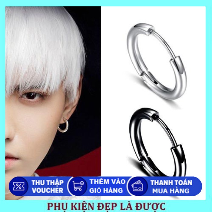 Bông Tai Unisex inox Khoen Tròn Xỏ Lỗ (Giá 1 Chiếc )