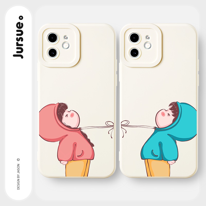 Ốp lưng JURSUE hoạt hình cặp đôi dễ thương đẹp cho iPhone 13 12 11 Pro Max SE 2020 X XR XS 8 7 ip 6S 6 Plus Y1977