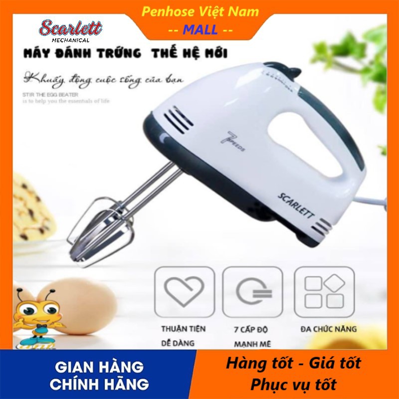 Máy đánh trứng tự động, máy trộn bột đa năng công suất 180W Scarlett No.He-133 chính hãng (bảo hành 12 tháng)