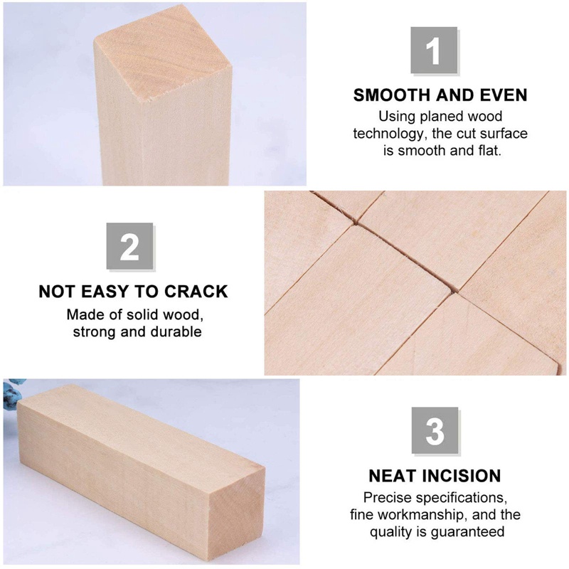 Bộ Khối Gỗ Basswood Mềm Mịn Cỡ Lớn Khắc Hình Cho Người Mới Bắt Đầu