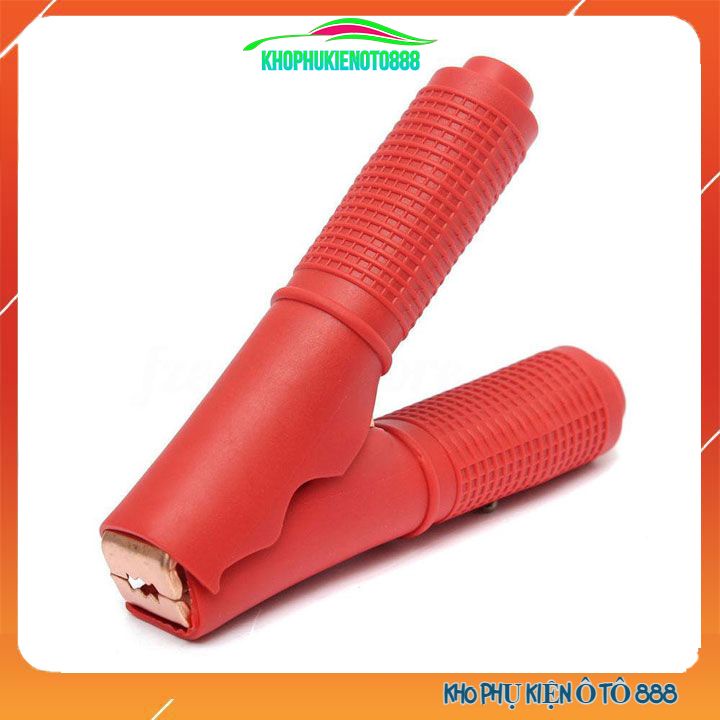 Bộ 2 kẹp cá sấu acqy đồng bọc cao su đen đỏ kích thước 100x5x15mm