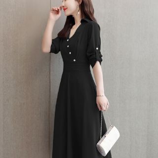 ĐẦM XÒE CHIFFON NÚT XÉO