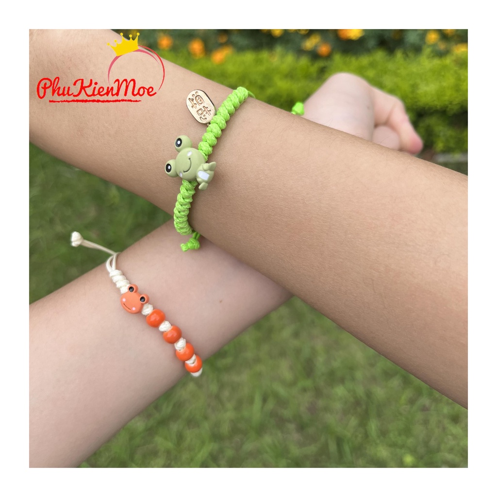 Vòng tay dây rút hình chú ếch con 2 màu , vòng đôi tinh bạn dễ thương | BigBuy360 - bigbuy360.vn