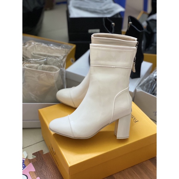 Boot nữ cao cổ ⚡HÀNG CAO CẤP ⚡Giày boot da bóng gót vuông, chất da siêu mềm không lo tróc dễ vệ sinh (Fullbox) | BigBuy360 - bigbuy360.vn