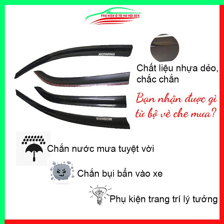 Vè che mưa cho xe ô tô Kia Moring vè đen bảo vệ trang trí xe