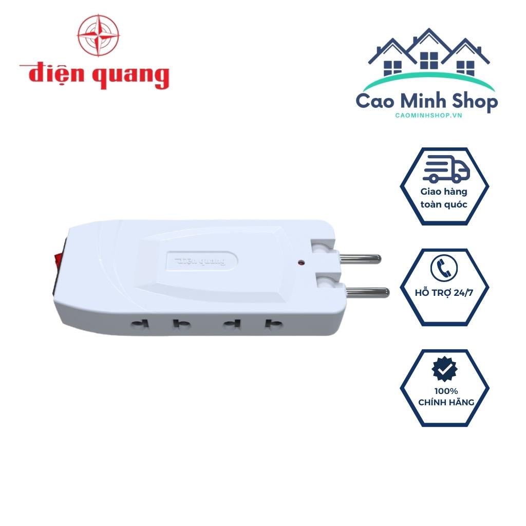 Ổ cắm Điện Quang chia 1 ra 4 kèm công tắc đóng cắt điện, có đèn báo, chân xoay 180 độ - Cao Minh Shop