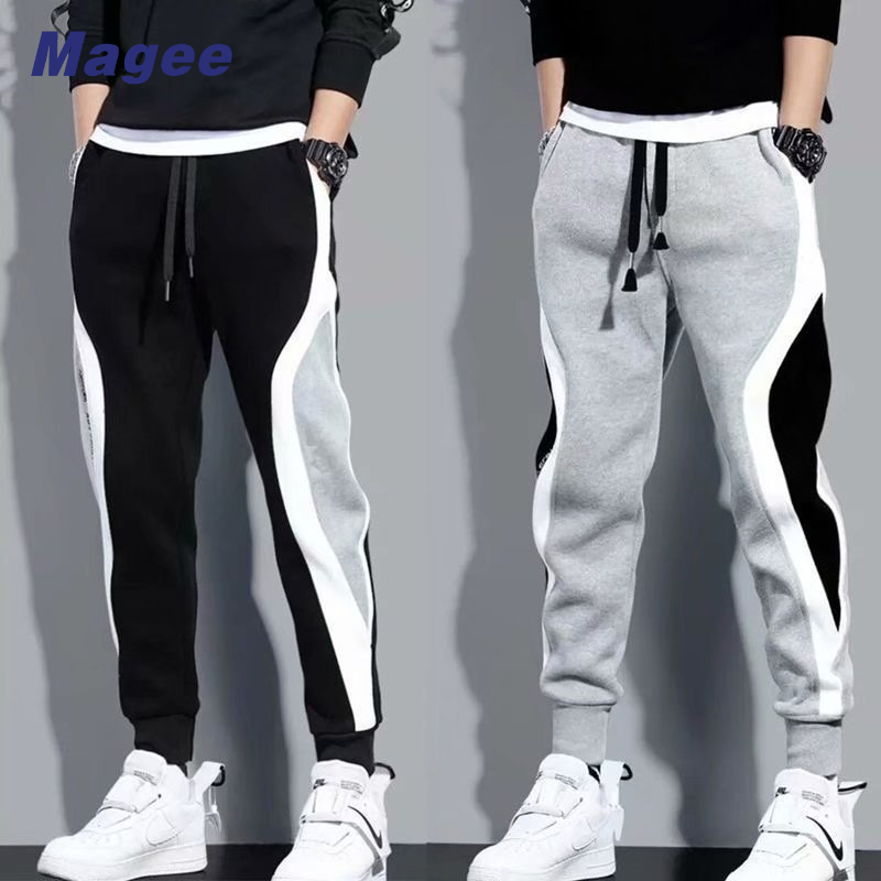 Magee Quần Legging Thể Thao Dáng Rộng Dày Dặn Ghép Vải Sọc Thời Trang Xuân Hè Cho Nam