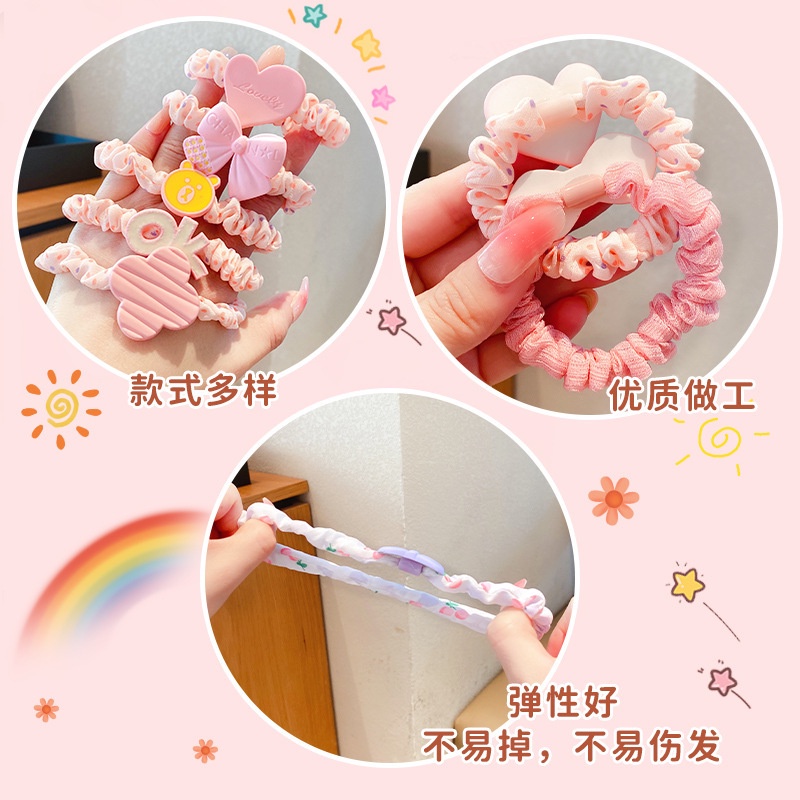 Dây Buộc Tóc Cao Su Co Giãn Nhiều Màu Sắc Kiểu Hoạt Hình Đáng Yêu Thời Trang Cho Bé Gái