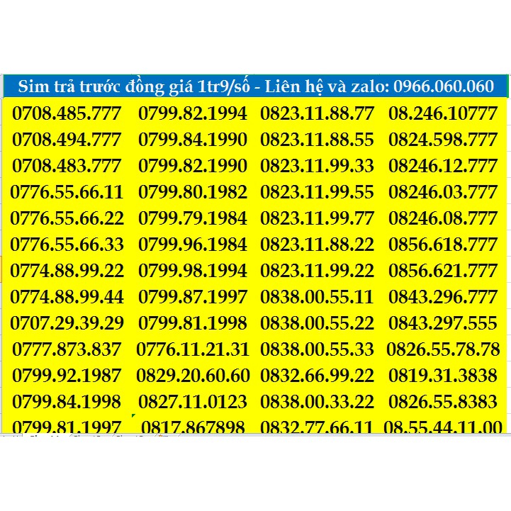 SIM SỐ ĐẸP TAM HOA 777, BA CẶP, NĂM SINH, LỘC PHÁT, THẦN TÀI