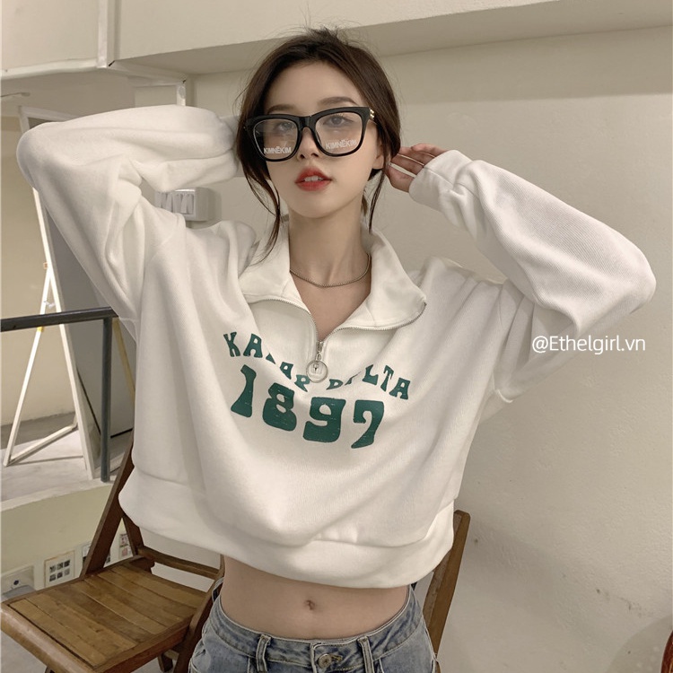 Áo nỉ nữ dài tay có mũ thời trang Hàn