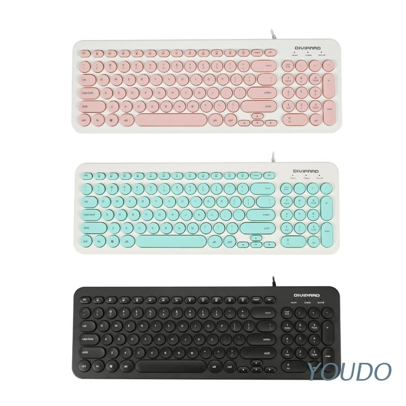 Nút Bàn Phím 96 Phím Hình Tròn Mini Màu Hồng Dễ Thương Cổ Điển Có Dây Usb Cho Máy Tính / Nhà Ở / Văn Phòng