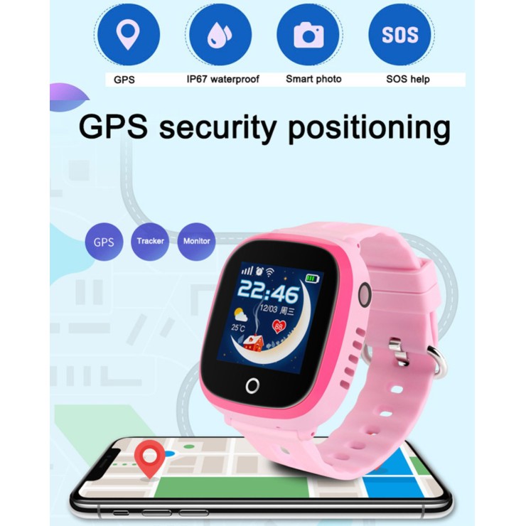 Đồng Hồ Thông Minh Định Vị Trẻ Em GPS An Toàn Theo Dõi DF31G Đồng Hồ Trẻ Em Chống Nước Hỗ Trợ Thẻ Sim Cuộc Gọi SOS