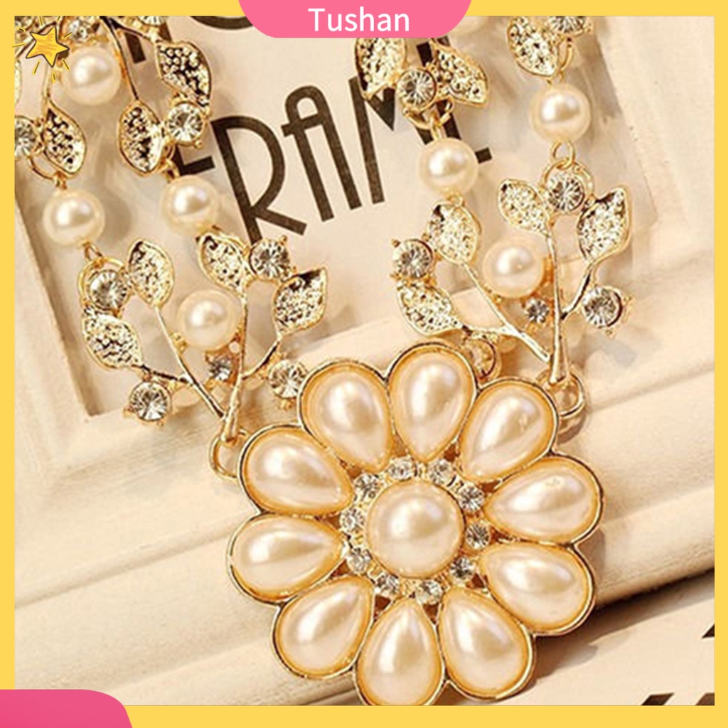 Vòng cổ choker đính ngọc trai giả phong cách Bohemian