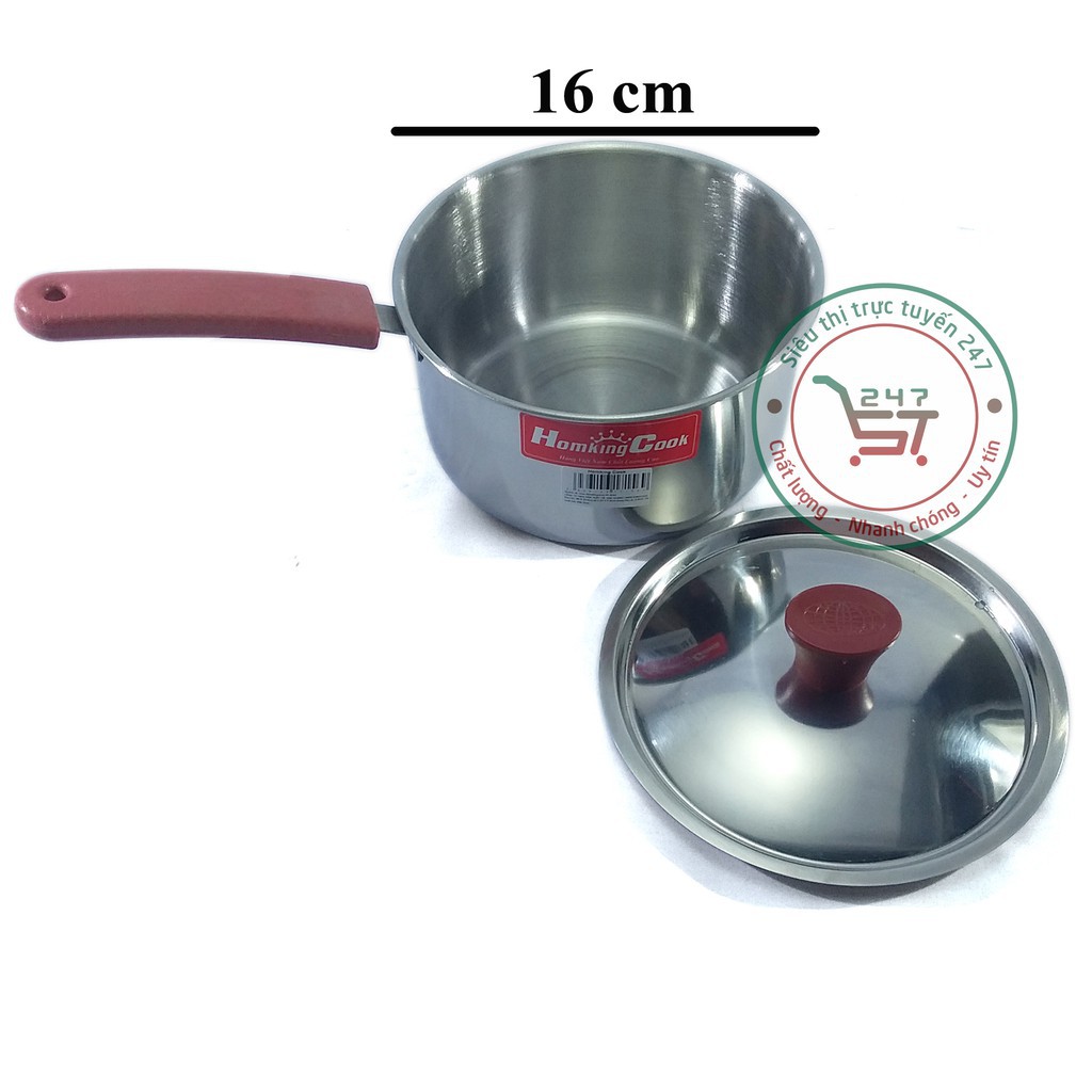 Quánh nấu bột cho bé bằng inox 304 kích thước 16cm sáng bóng không gỉ sử dụng được trên bếp điện từ