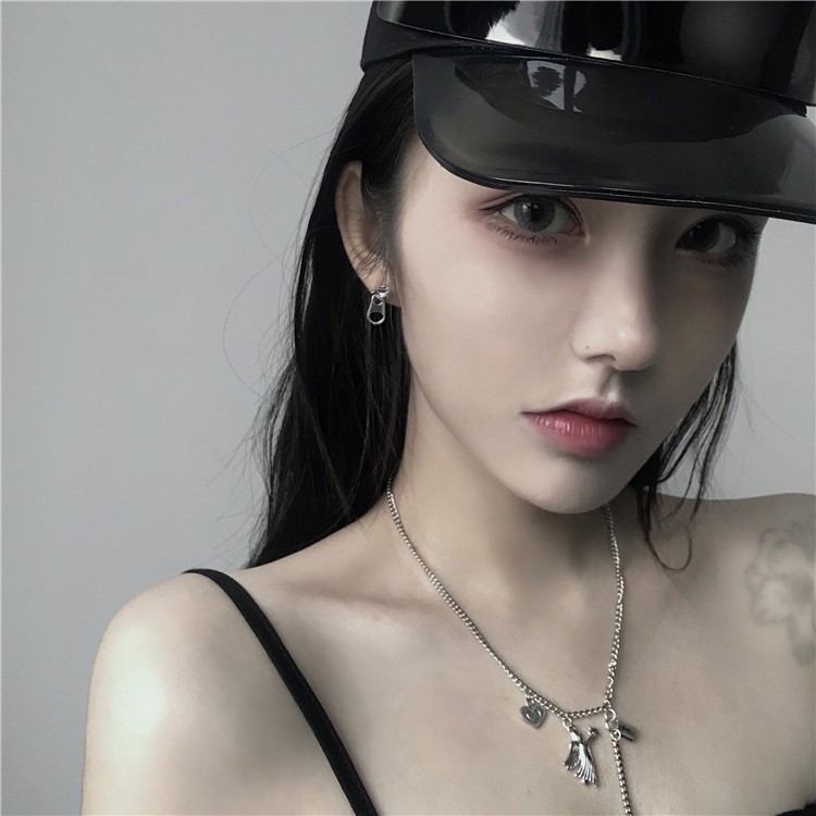 Bông Tai Dây Dài Phối Khóa Kéo Phong Cách Hiphop Cá Tính