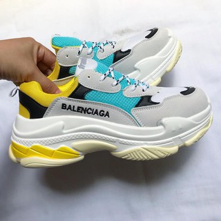 Giày B Triple S vàng xanh