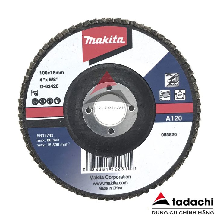 Đĩa nhám xếp 100x16mm độ hạt A120 Makita D-63426 | Tadachi