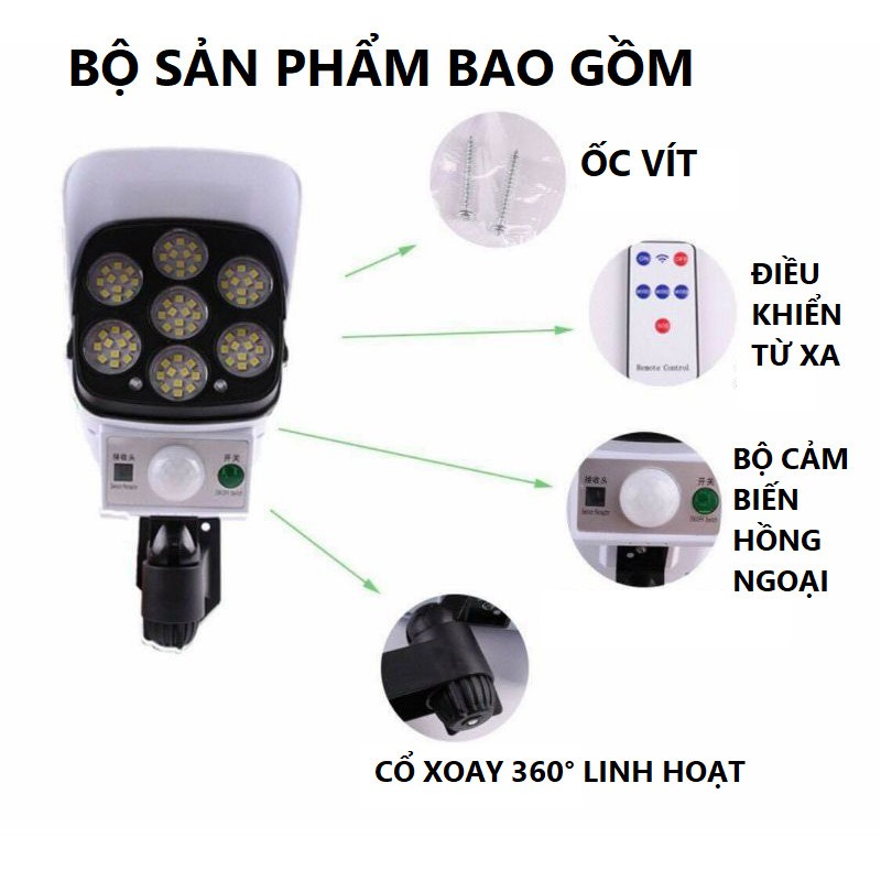 Đèn năng lượng mặt trời ngụy trang camera - cảm biến chống trộm