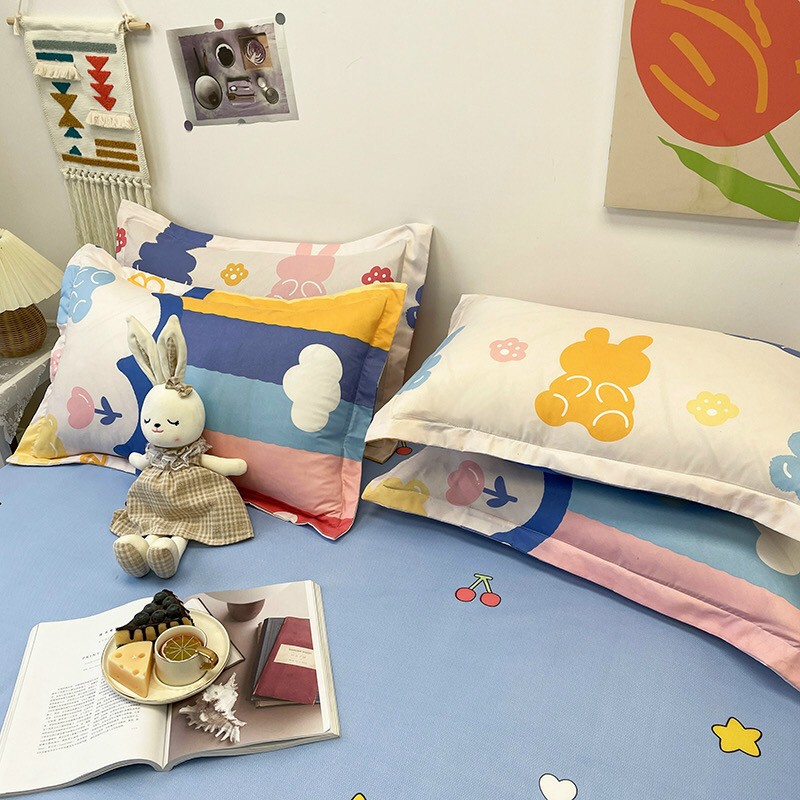 Trọn bộ 4 món vỏ chăn ga gối poly cotton poly nhập khẩu HASUKO bảy sắc cầu vồng mẫu mói nhiều màu sắc.đủ kích thước