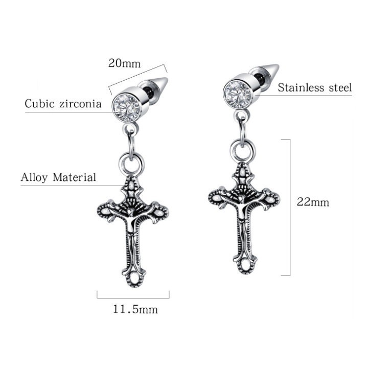 Bông Tai Nam Hình Thánh Giá Titan Ko Rỉ TT 2021 - 1 Cặp