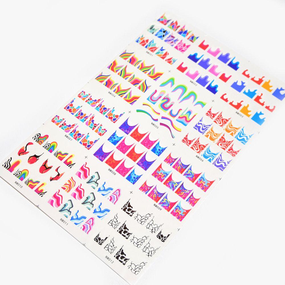 OCEANMAP Miếng Dán Trang Trí Móng Tay Họa Tiết Đá Cẩm Thạch Màu Cầu Vồng Xinh Xắn