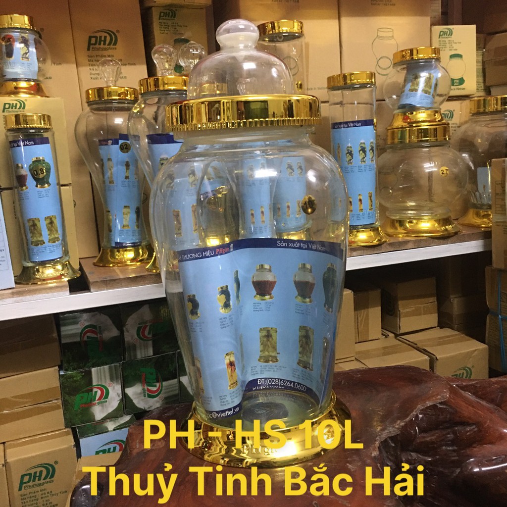BÌNH NGÂM RƯỢU THỦY TINH CAO CÂP 10 Lít -KHÔNG CHÌ -  SẢN XUẤT TẠI VIỆT NAM-THỦY TINH BẮC HẢI