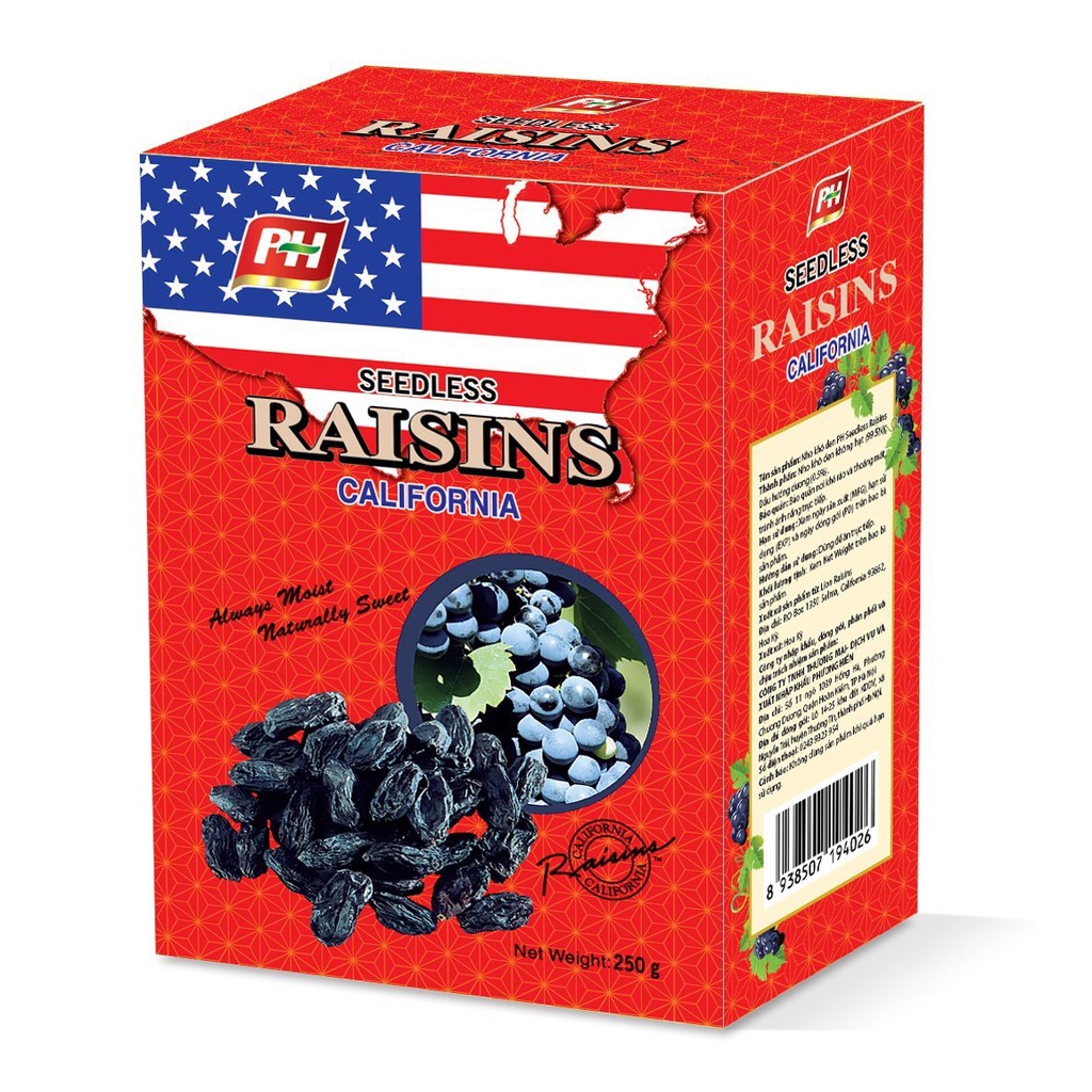 Nho khô đen nhập khẩu Mỹ Raisins 250g