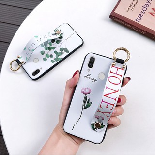 Ốp điện thoại họa tiết hoa có dây đeo cổ tay tiện dụng cho Huawei Honor Play 8x Nova3 3i 3e P20lite