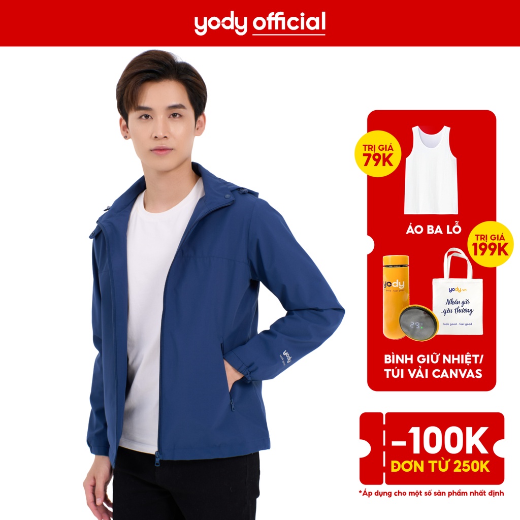 Áo gió nam 3C YODY có mũ 2 lớp chống thấm nước, cản gió cản bụi AKM4027 MAK13