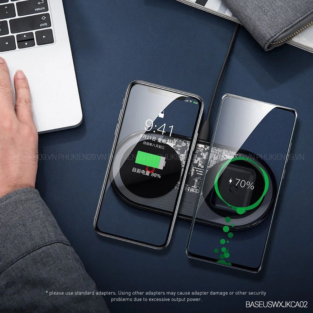 Đế Sạc Nhanh Không Dây 18W - 24W Cho điện thoại , đồng hồ  2in1 Baseus Simple Wireless Charger Turbo Edition TZWXJK-A01