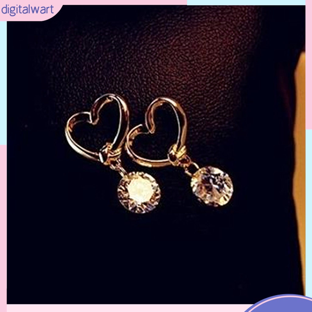 Cặp bông tai trái tim đính đá thời trang nữ