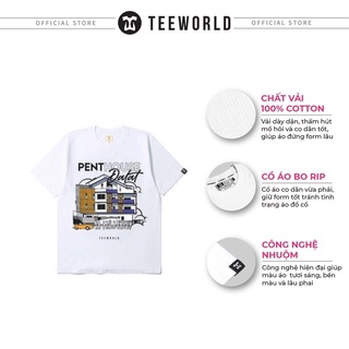 Áo thun Teeworld Penthouse Dalat T-shirt Nam Nữ Trắng Đen Form Rộng Unisex