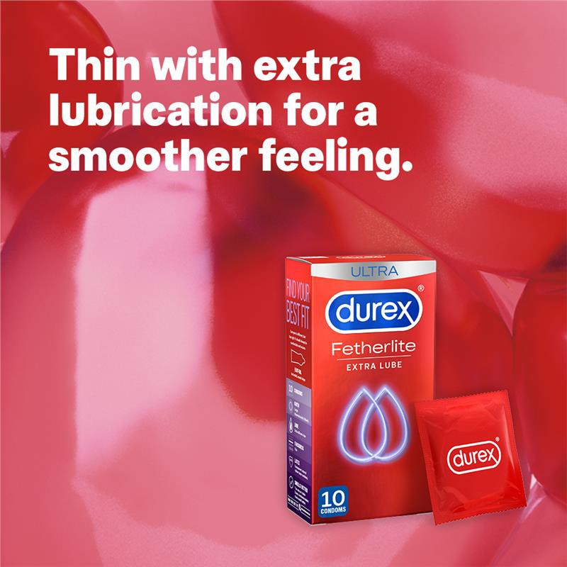 Bill Úc - Bao cao su Durex Fetherlite Ultra Extra Lube Condom hộp 10c