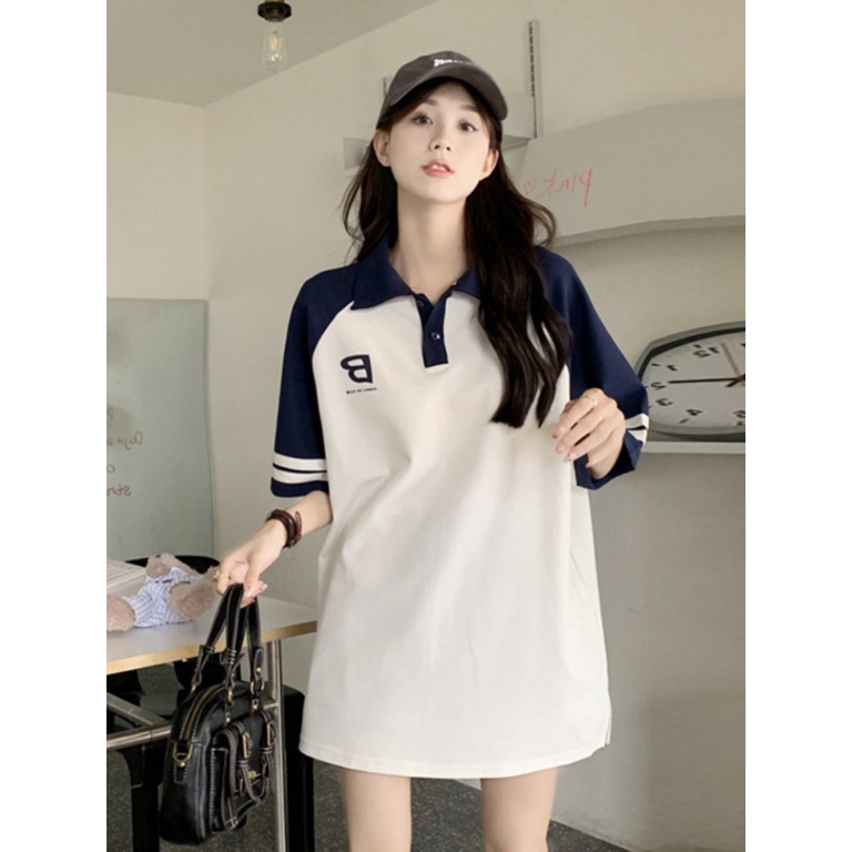 Áo Thun Form Rộng Tay Lỡ Cổ POLO chứ B - CLITUS FASHION