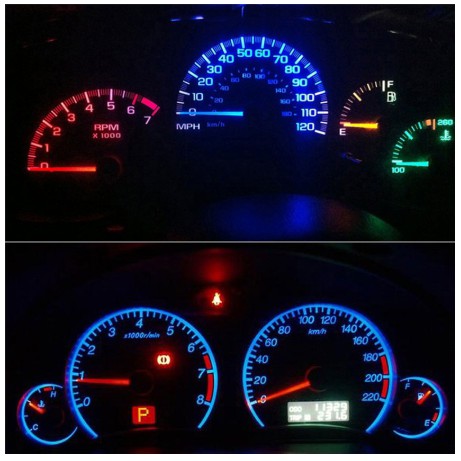 Set 10 bóng đèn led T5 5050 1SMD siêu sáng gắn trang trí bảng đồng hồ táp lô đèn nền xe hơi ô tô