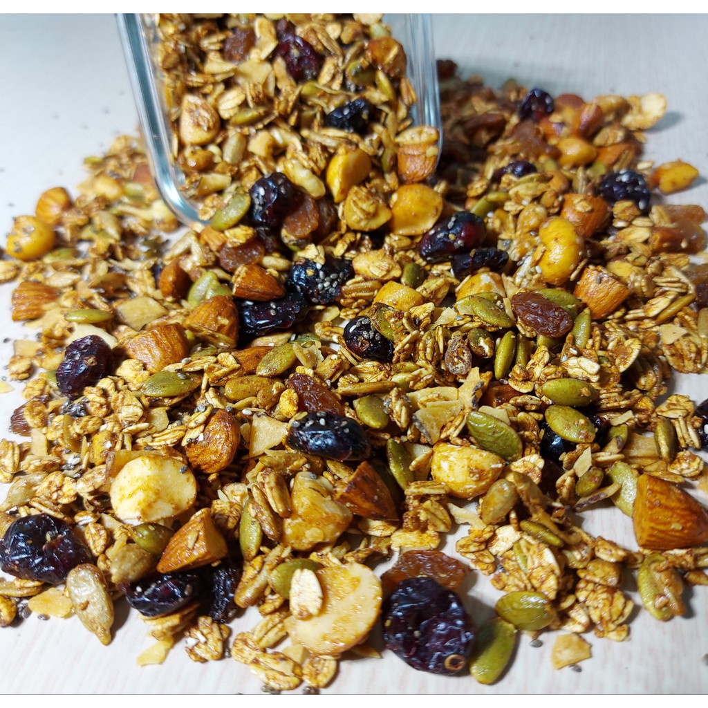 Granola MOON Lê Nguyệt Nuts 1kg, hạt và quả khô tẩm mật ong, mix nuts, ăn vặt healthy, ngũ cốc giảm cân