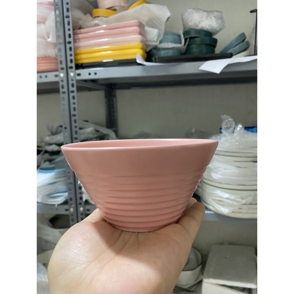 (XẢ KHO GIÁ CỰC RẺ) Bát cơm 11cm màu hồng pastel miệng loe - Chén sứ cao cấp không chì, hàng tiêu chuẩn xuất Âu