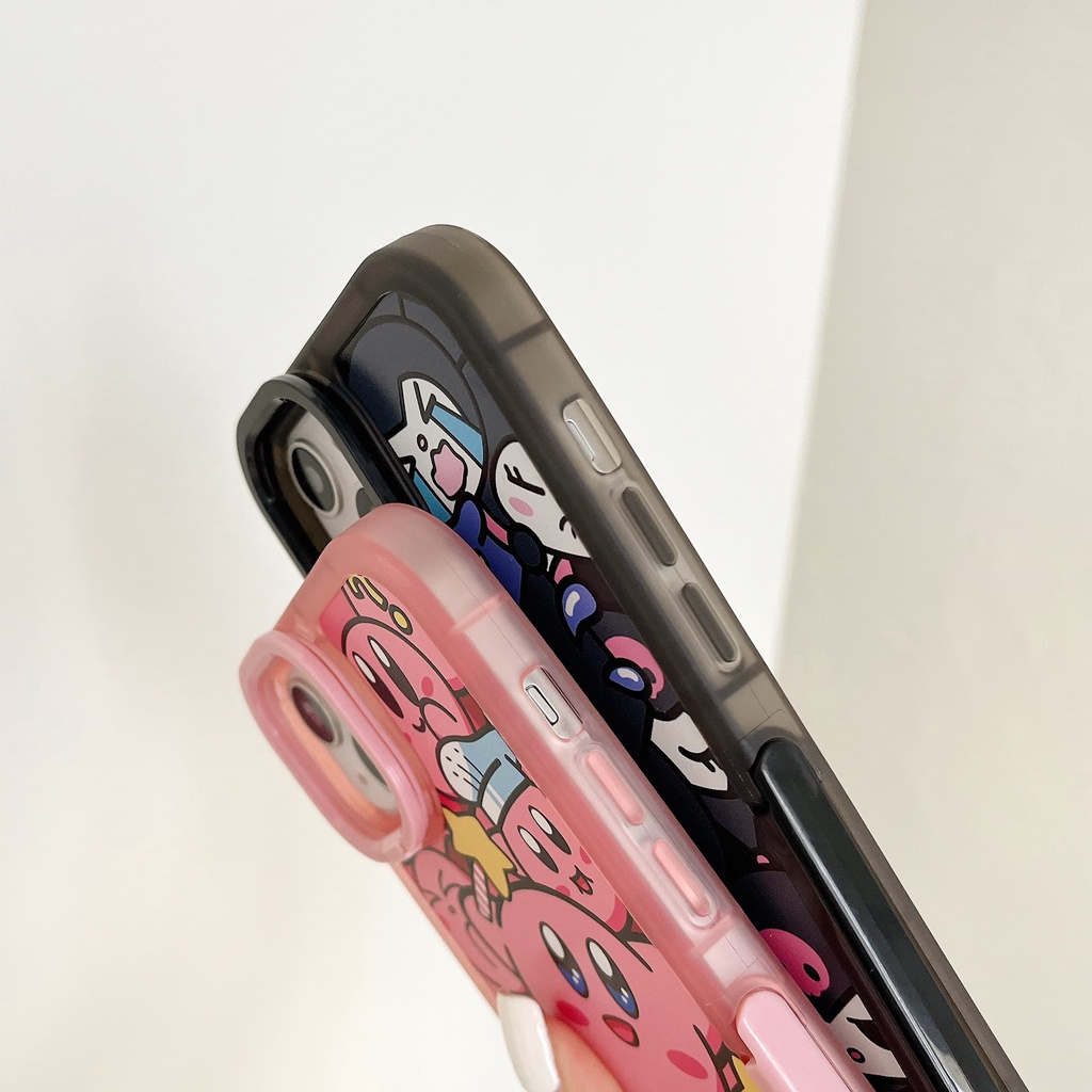 Ốp Điện Thoại Hình Kuromi and Kirby Dễ Thương Có Giá Đỡ Cho Iphone