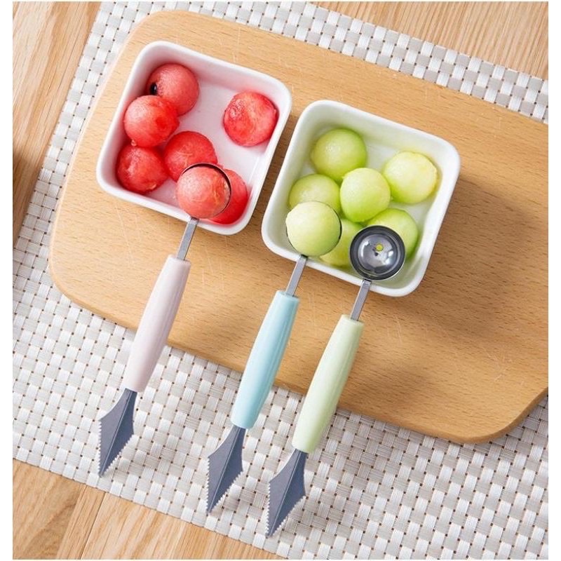 Dụng cụ đa năng tạo hình thức ăn đáng yêu cho bé, dụng cụ dao thìa inox 2 đầu