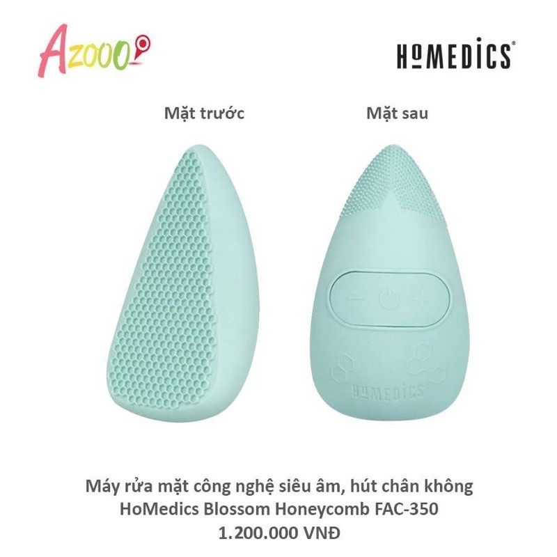 Máy rửa mặt công nghệ siêu âm, hút chân không HoMedics Blossom Honeycomb FAC-350