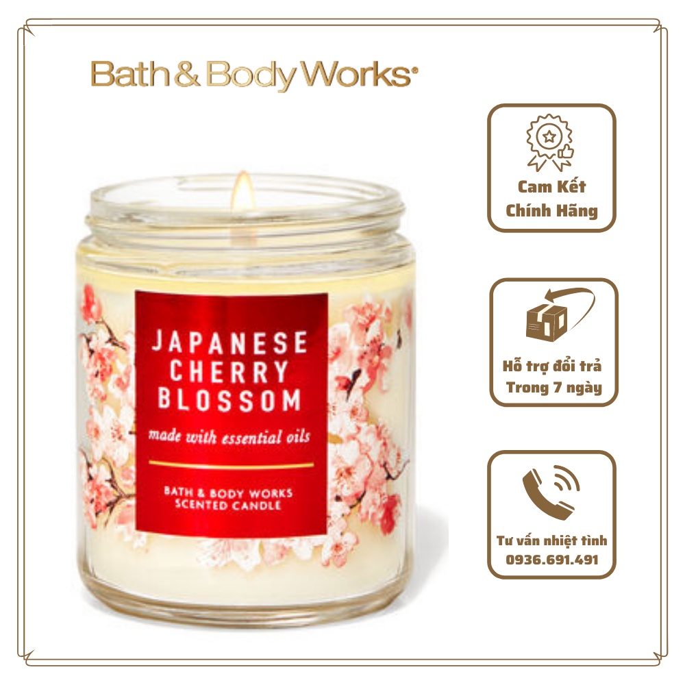 < BBW USA > Nến thơm Bath & Body Works JAPANESE CHERRY BLOSSOM 1bấc 198g