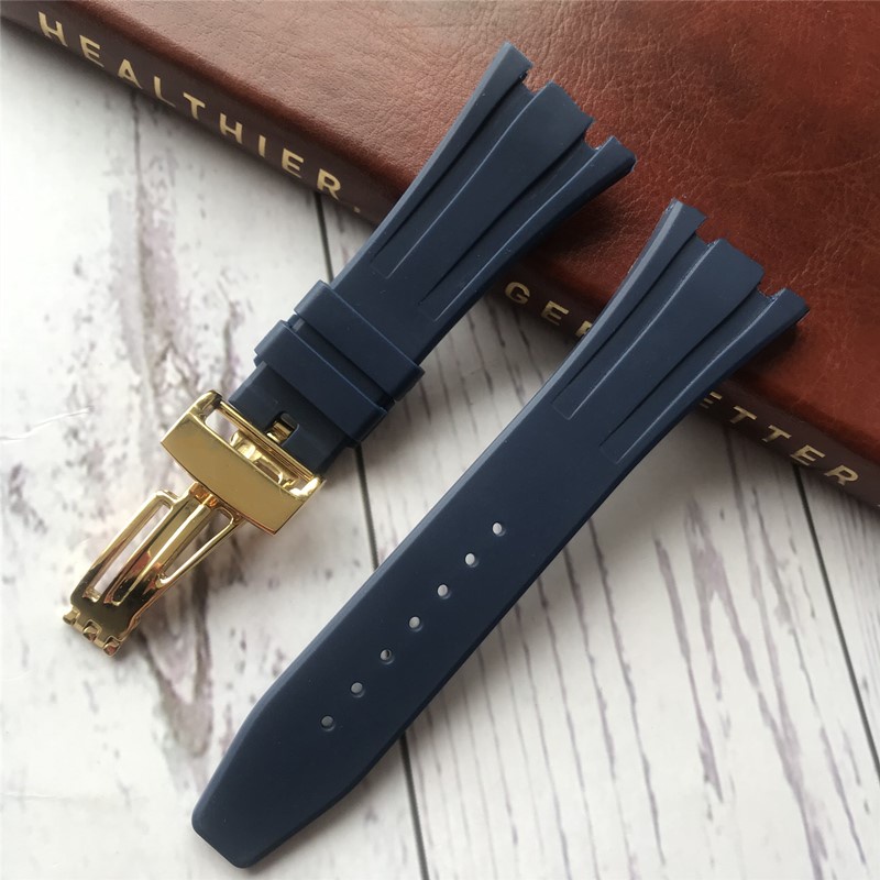 Thay thế Audemars Piguet Dây đeo bằng cao su Dây đeo đồng hồ AP Royal Oak Dòng sản phẩm ngoài khơi Gấp khóa Vòng đeo tay silicone không thấm nước 26