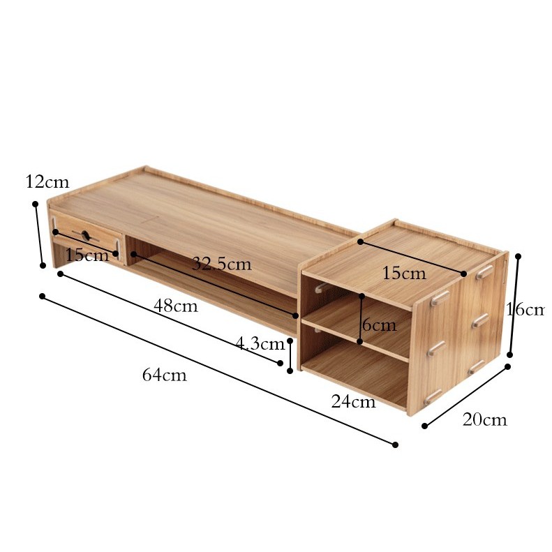 Bàn kê màn hình máy tính Monitor, Laptop đa năng bằng ván ghép có hộc tủ tiện dụng cao cấp size lớn-MS 5088E