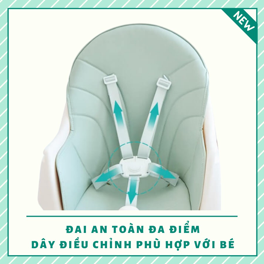 Ghế ăn dặm đa năng điều chỉnh độ cao 9BABY kèm mặt bàn dành cho bé từ 6 tháng chịu lực tới 70kg Màu Xanh Lá