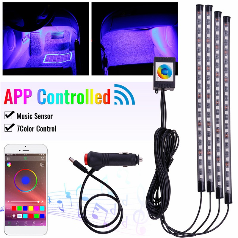 Set 4 dây đèn 72 LED RGB 4 trong 1 dùng trang trí kèm tẩu sạc