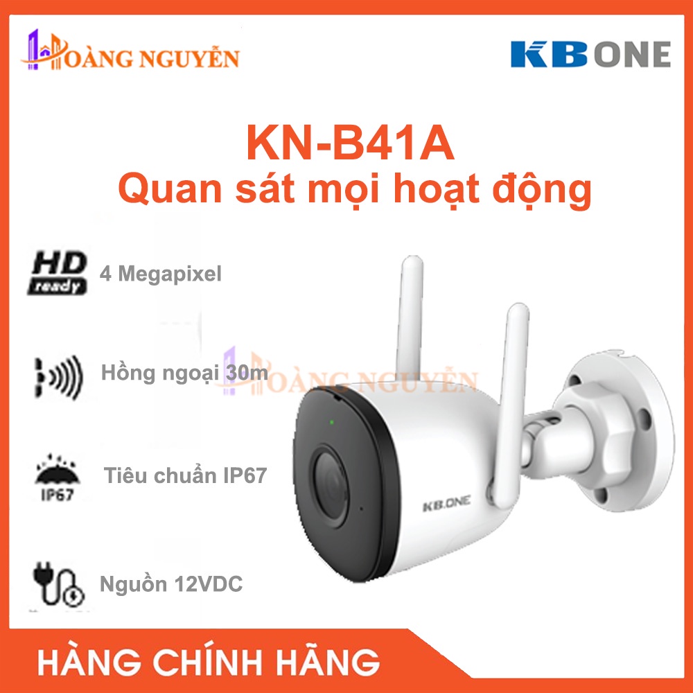 [NHÀ PHÂN PHỐI] Camera WIFI KBONE KN-B41A 4.0MP - KN-B41A Tầm Xa Hồng Ngoại Xa 30m Ngoài Trời