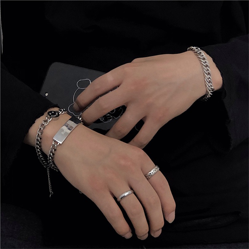 Vòng tay cặp đôi 12117 phong cách hip hop Hàn Quốc cá tính đơn giản thường ngày